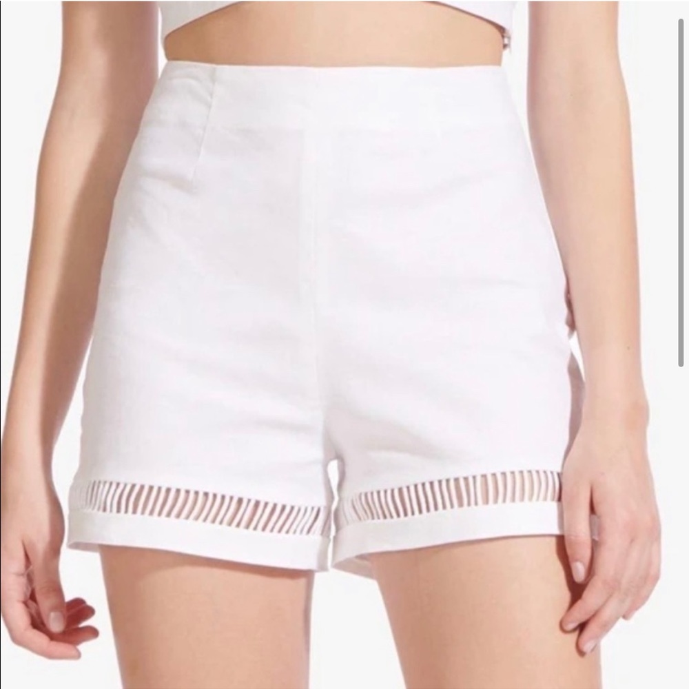 staud | moth ladder linen white shorts